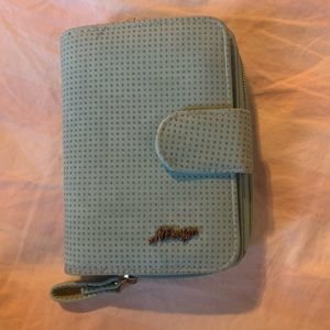 blue polka dotted wallet